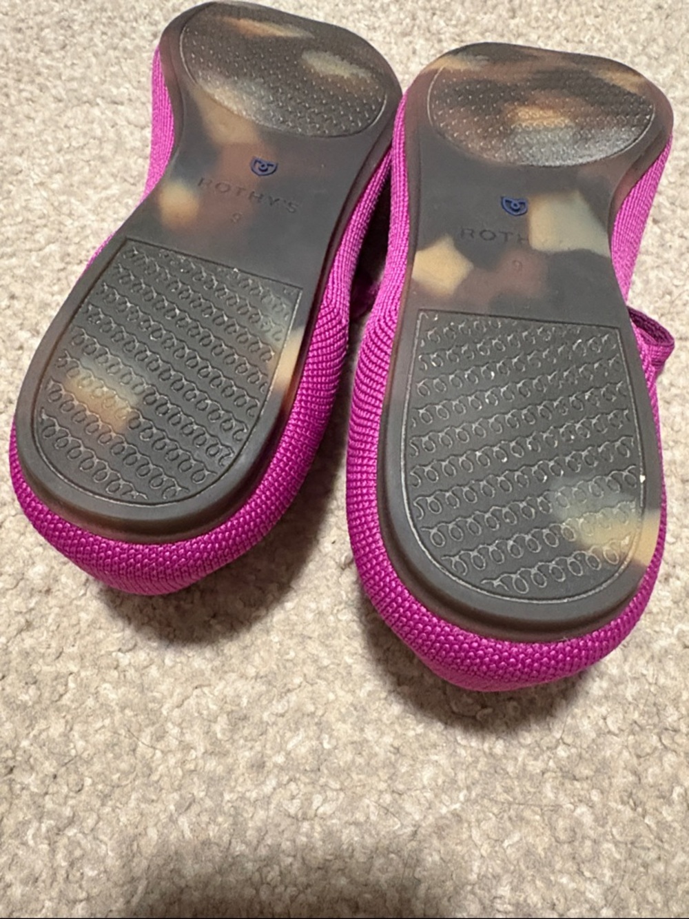 Rothy's Pink Mary Jane Flats with Blue Heel Trim - Picture 7 of 7